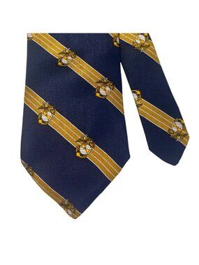London 400 Cambridge Apparel Navy & Gold Silk Tie W Marine Corps Emblem (3/$15)